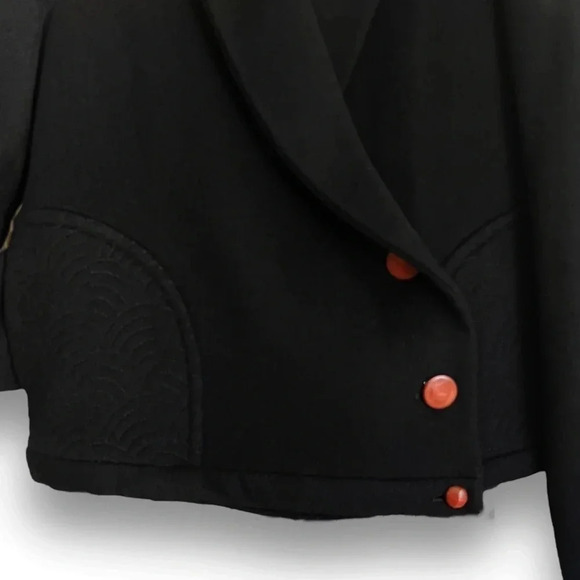 Travota Wool Blend Embroidered Black Waist Jacket With Quilted Lining Size MED - Picture 2 of 13